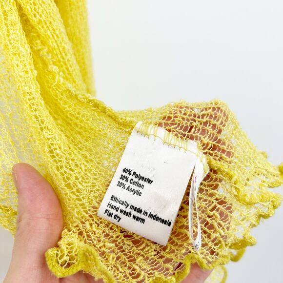 Back from Bali Womens Boho Beachy Lightweight Open Knit Sheer Cardigan OS Yellow - Picture 6 of 7
